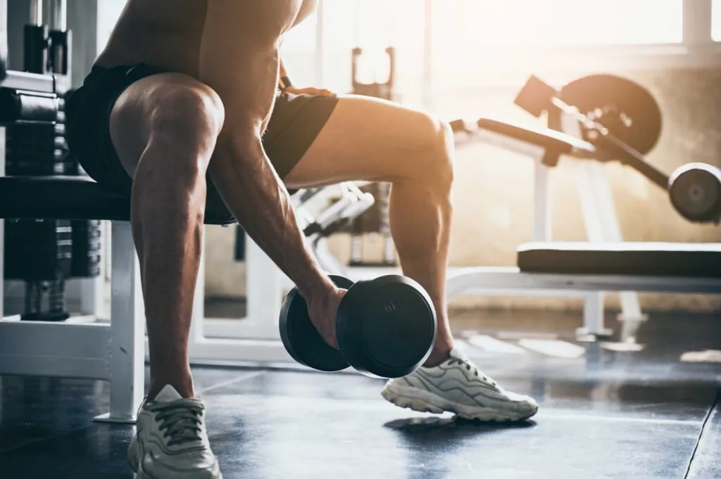 strong man exercising in the sport gym